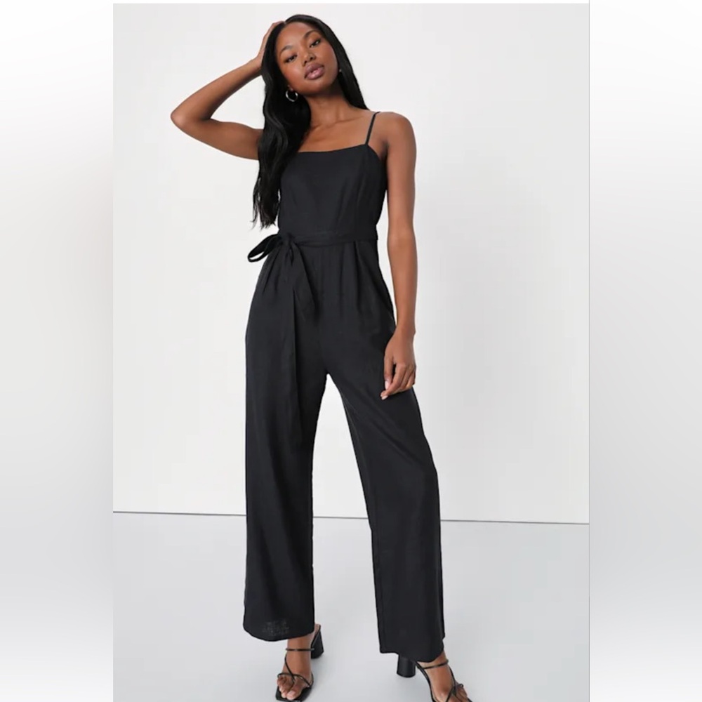 Lulus Sweet n Social linen wide leg jumpsuit. Size XS. NWT